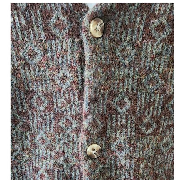 Traders Bay VTG 90's 100% Wool Brown and Gray Cable Knit Button Down Vest Men XL - Picture 3 of 9